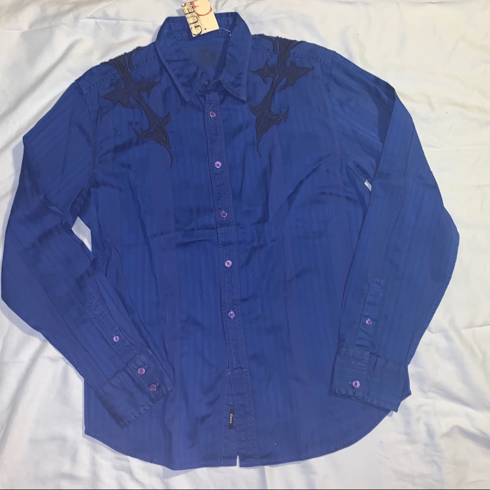 Guess Blue & Black Men’s Dress Shirt NWT